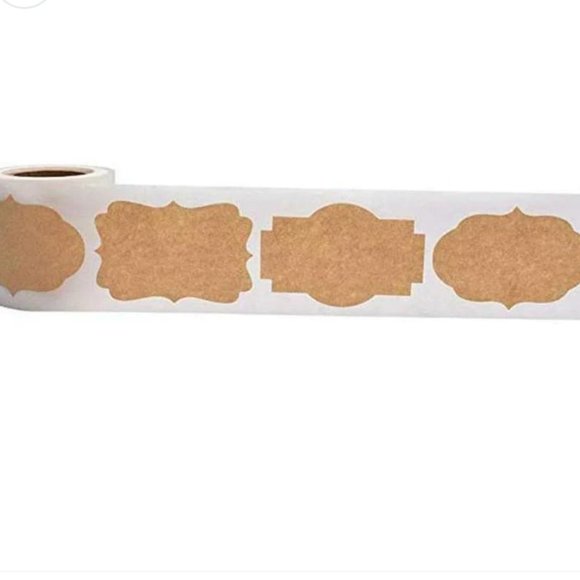 Natural Kraft Labels, Roll of 300 Decorative Stickers 3 Styles Adhesive Write On - Picture 5 of 10